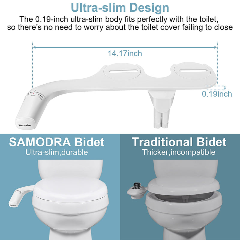 Ultra-Slim Toilet Seat Attachment Dual Nozzle Bidet